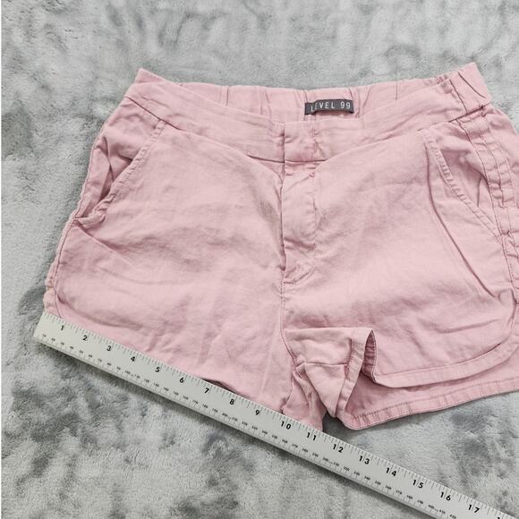 Anthropologie Level 99 Shorts Womens 27 Pink Linen Lyocell Blend Shortie Beach - Picture 10 of 11